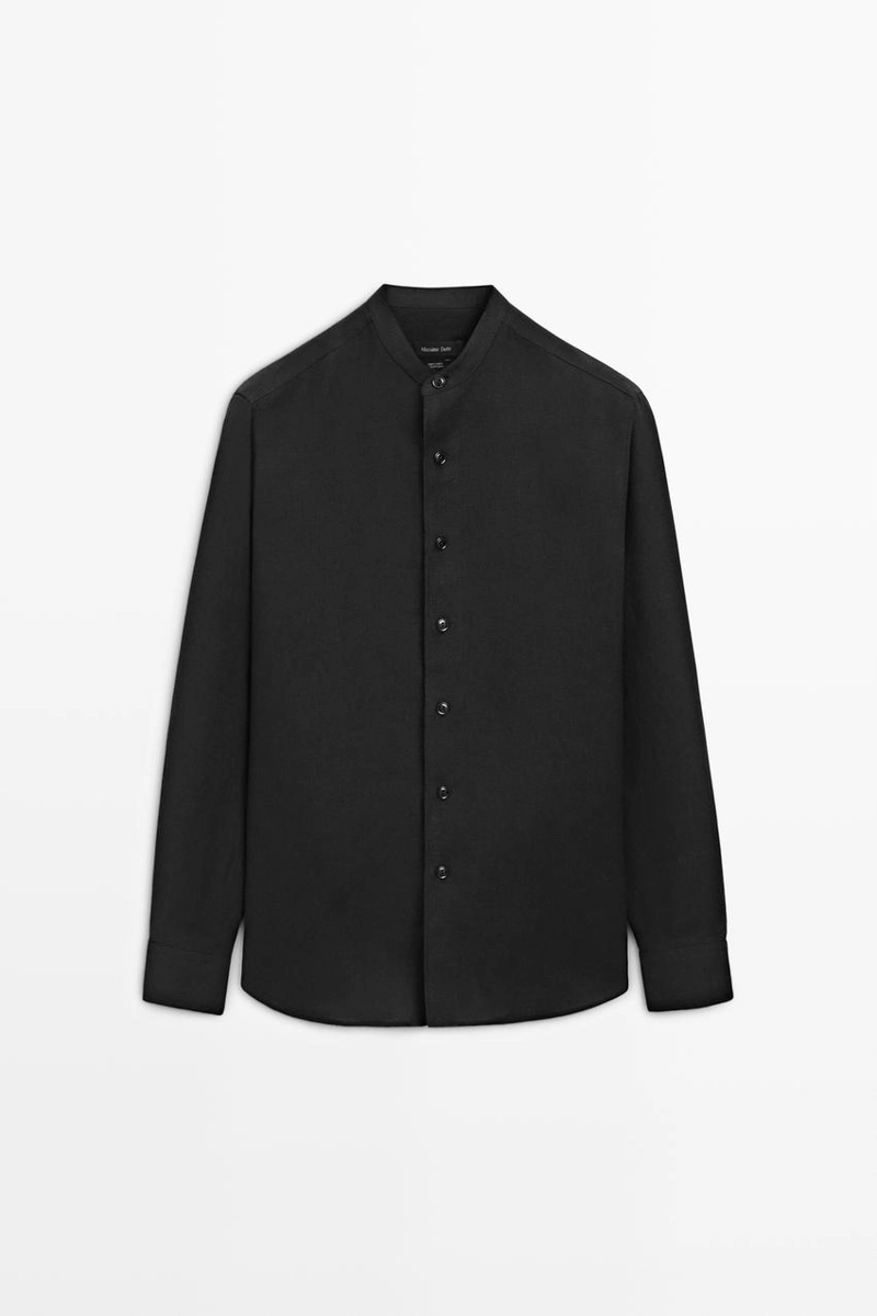 Рубашка с воротником стойкой из 100% льна