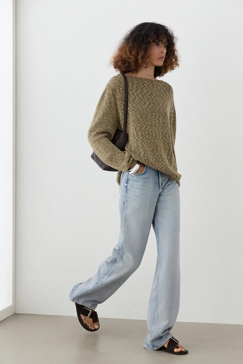 Хлопковый свитер с лодочкой