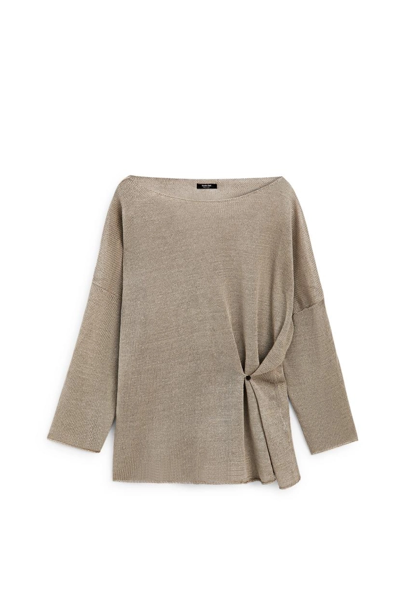 Джемпер из льна с излишне крупной вязкой и деталями на пуговицах