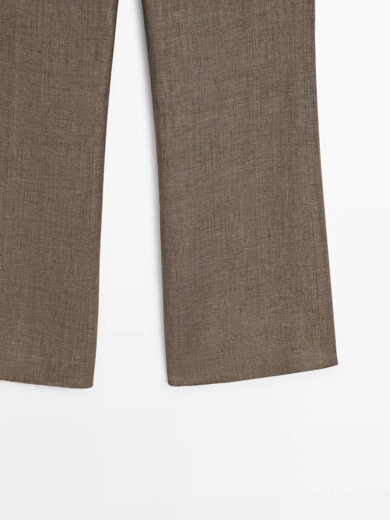 Брюки из льна с укороченным разрезом и зауженными штанинами