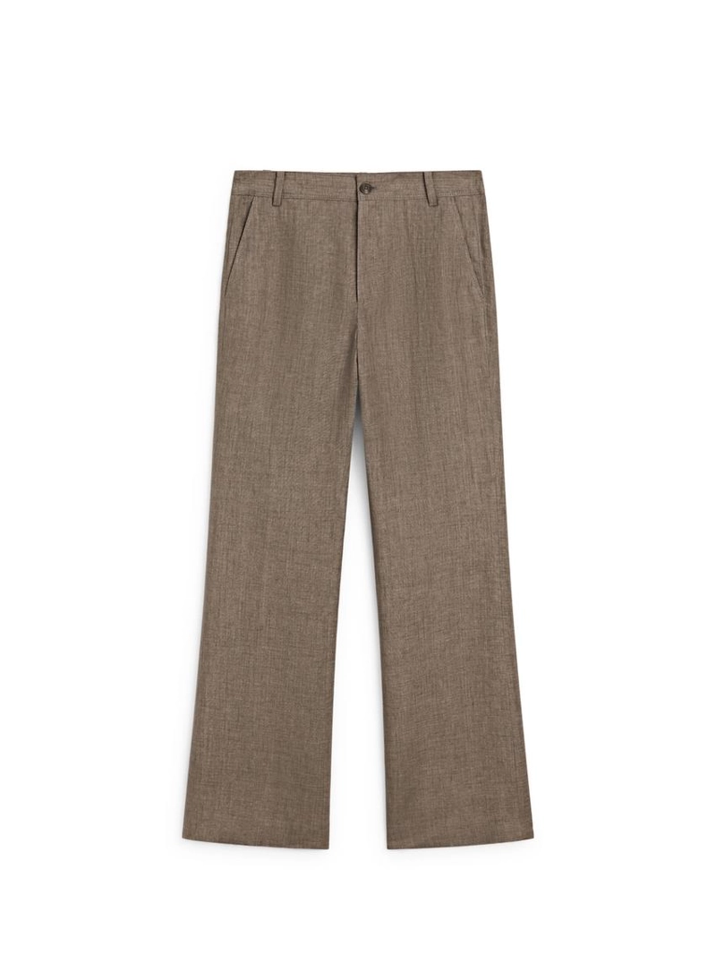 Брюки из льна с укороченным разрезом и зауженными штанинами