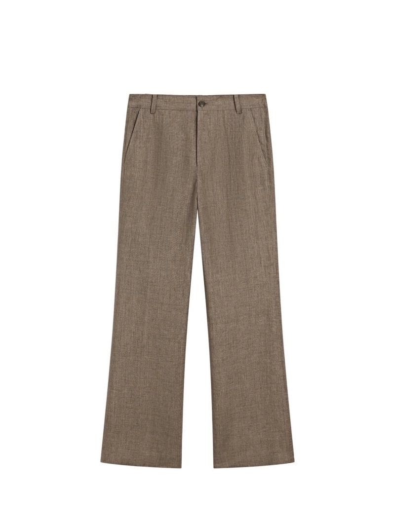 Брюки из льна с укороченным разрезом и зауженными штанинами