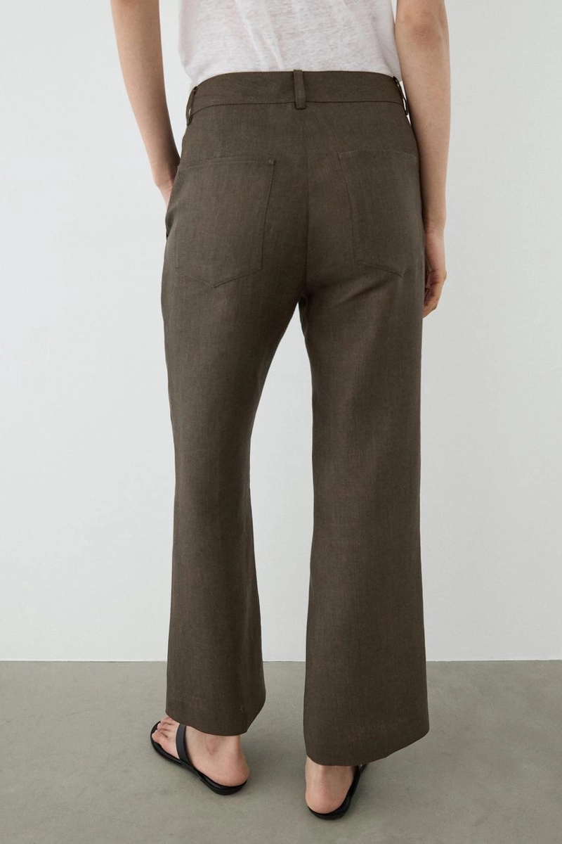 Брюки из льна с укороченным разрезом на молнии
