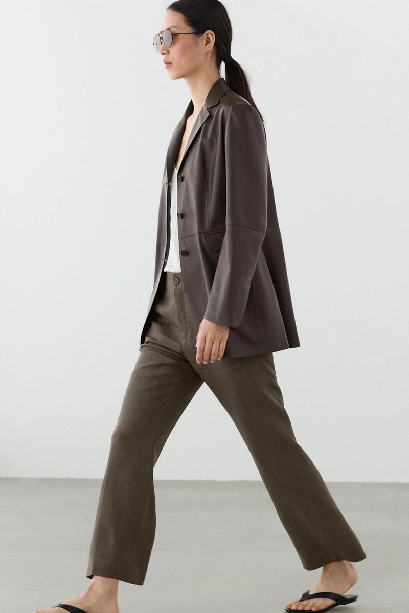 Брюки из льна с укороченным разрезом на молнии