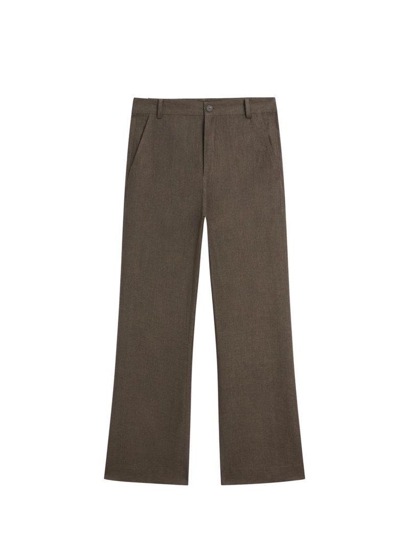 Брюки из льна с укороченным разрезом на молнии