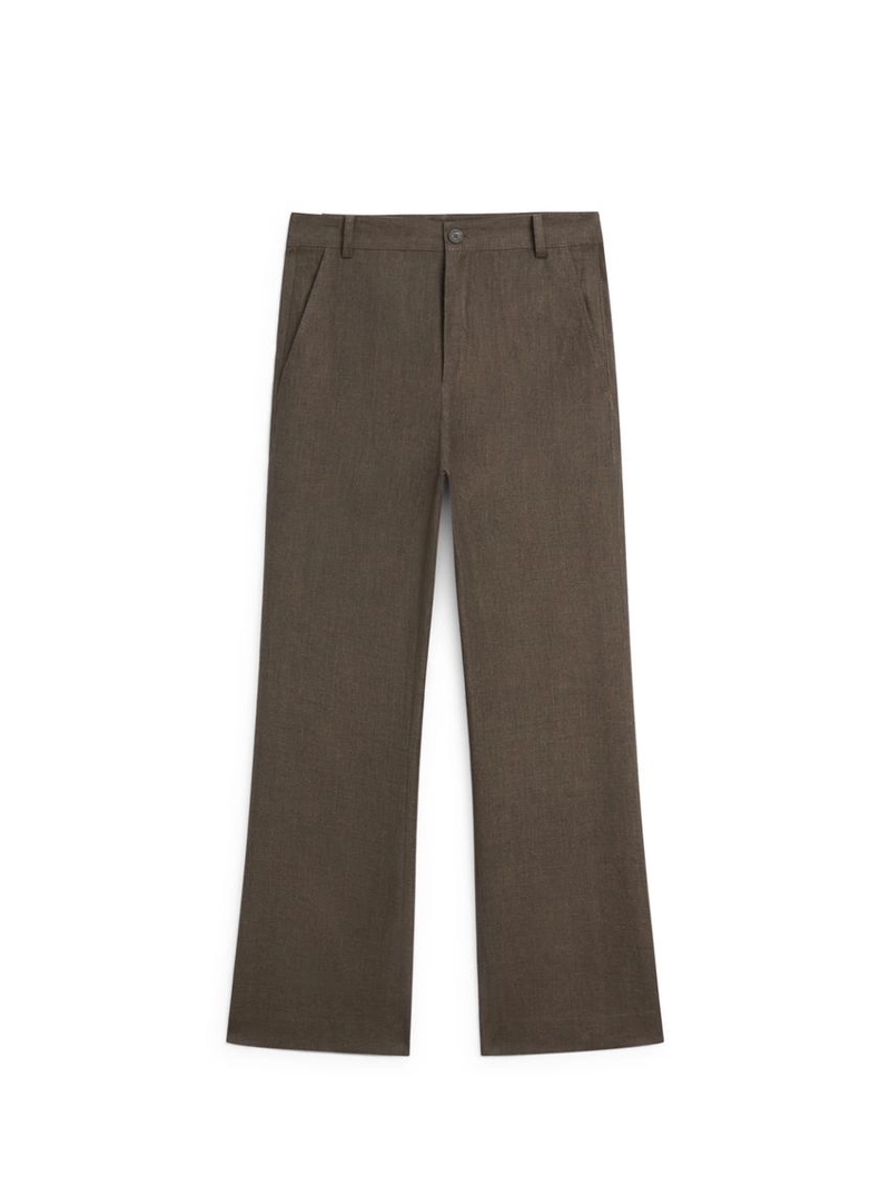 Брюки из льна с укороченным разрезом на молнии