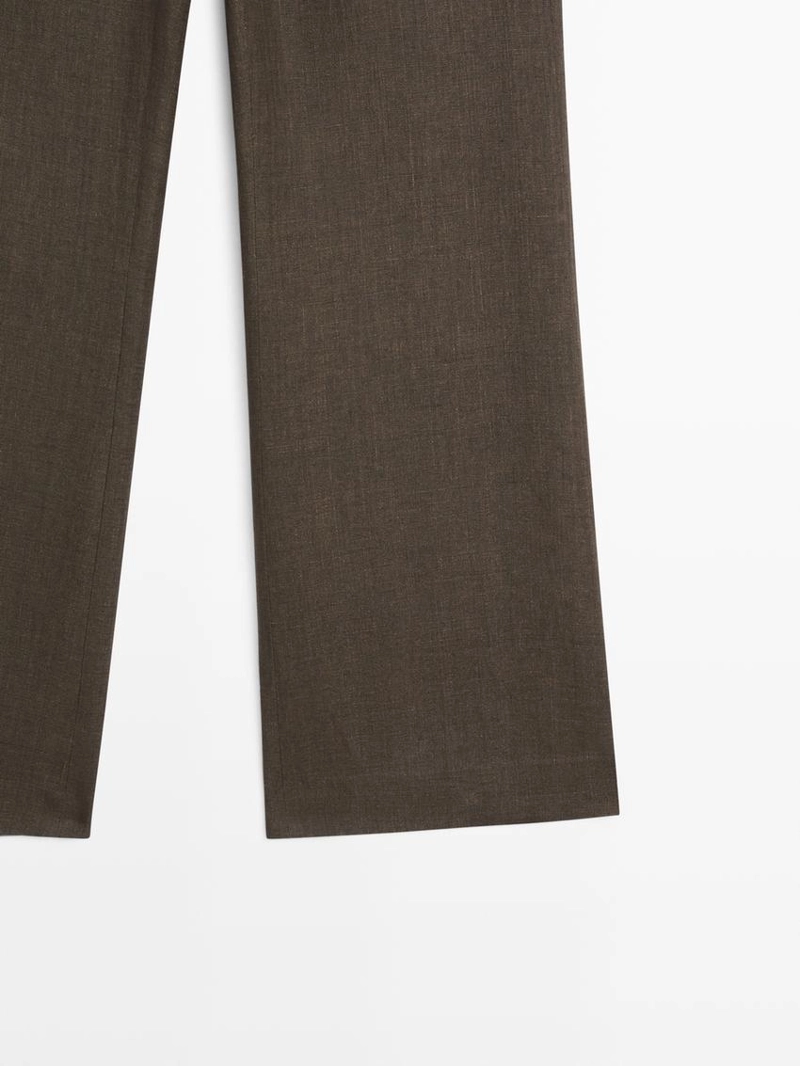 Брюки из льна с укороченным разрезом на молнии