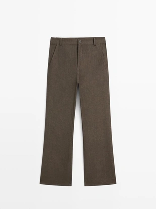 Брюки из льна с укороченным разрезом на молнии- Заказать в России