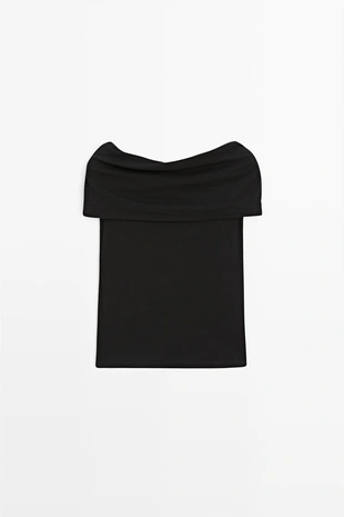 Хлопковый топ с открытыми плечами- Заказать в России