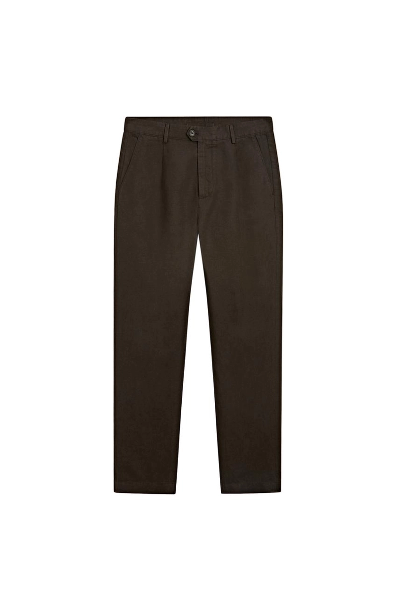 Прямые брюки из льна и хлопка с линией сгиба