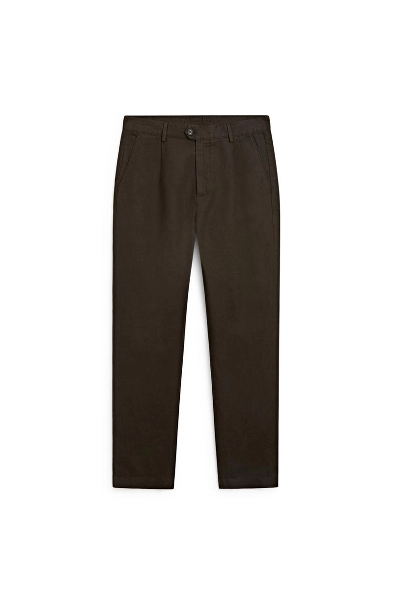 Прямые брюки из льна и хлопка с линией сгиба