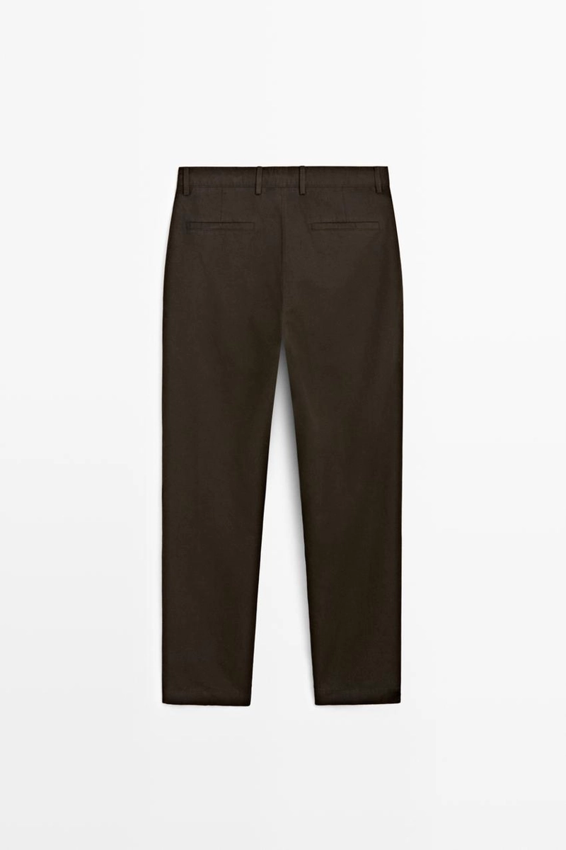 Прямые брюки из льна и хлопка с линией сгиба