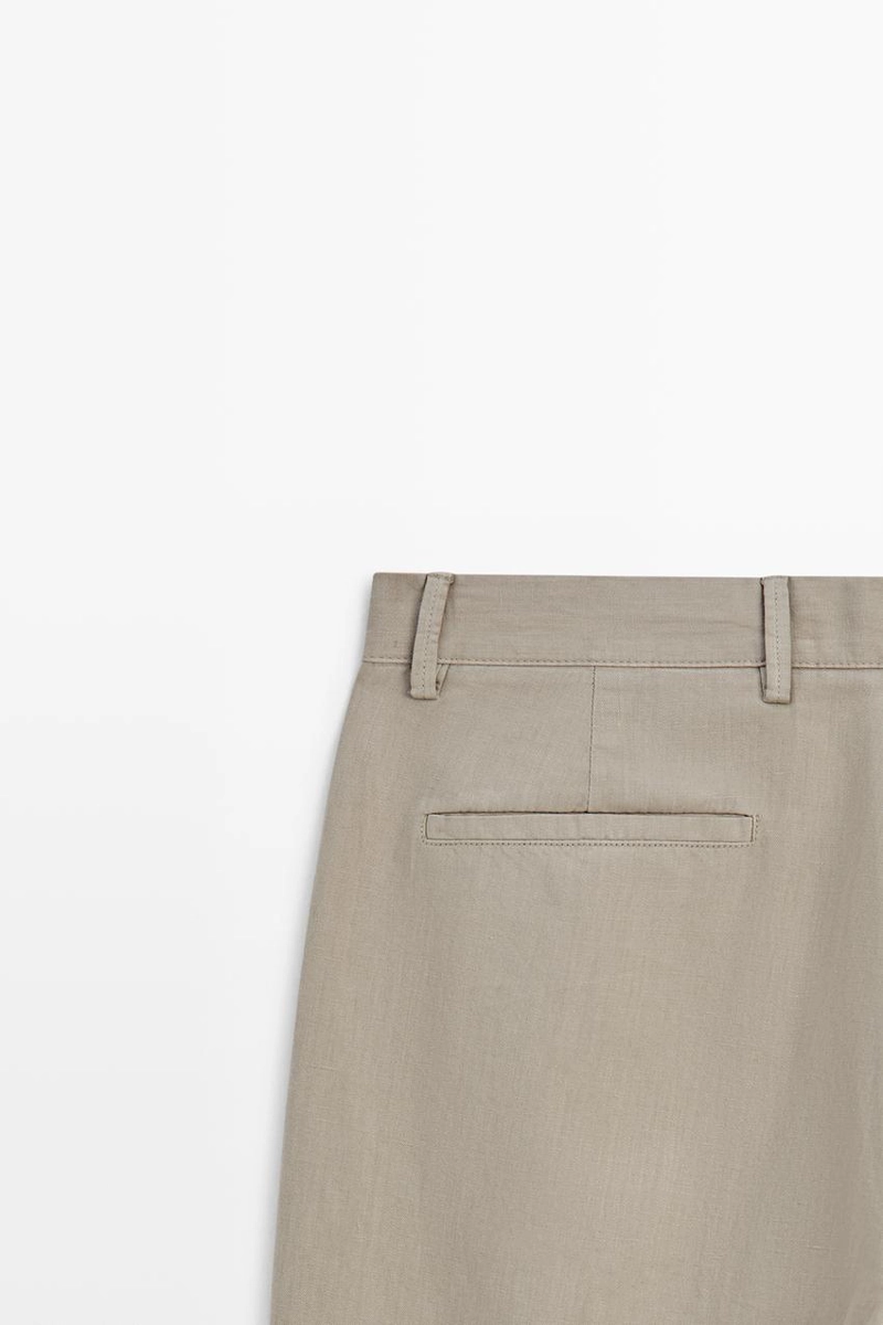 Прямые льняные и хлопковые брюки с линией вытачки