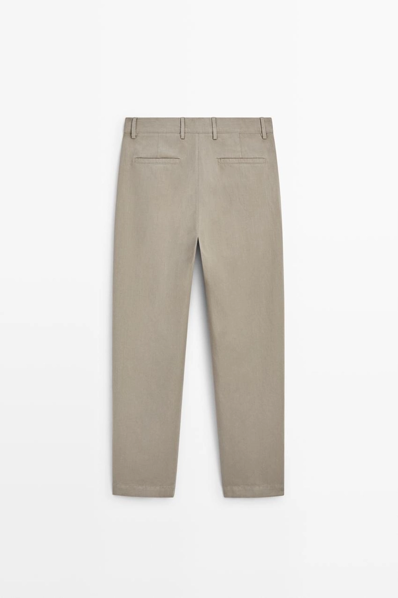 Прямые льняные и хлопковые брюки с линией вытачки