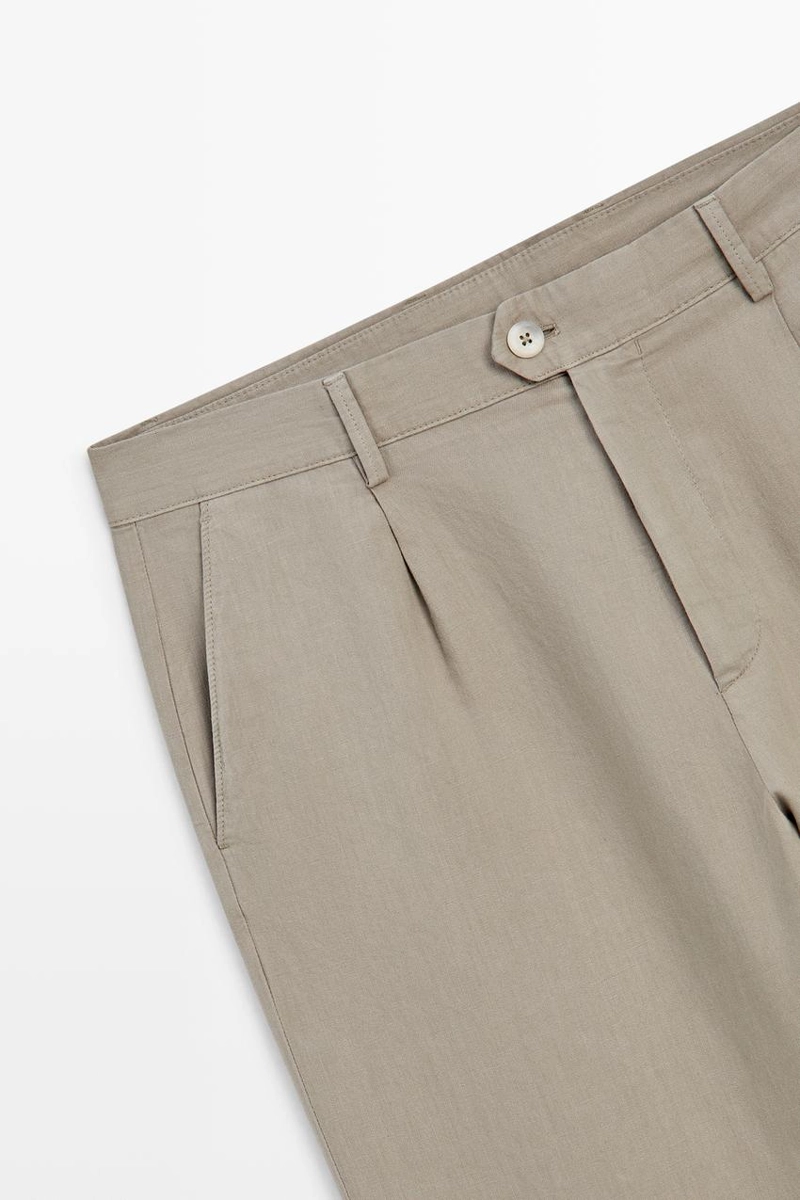 Прямые льняные и хлопковые брюки с линией вытачки