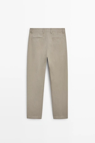 Прямые льняные и хлопковые брюки с линией вытачки- Заказать в России