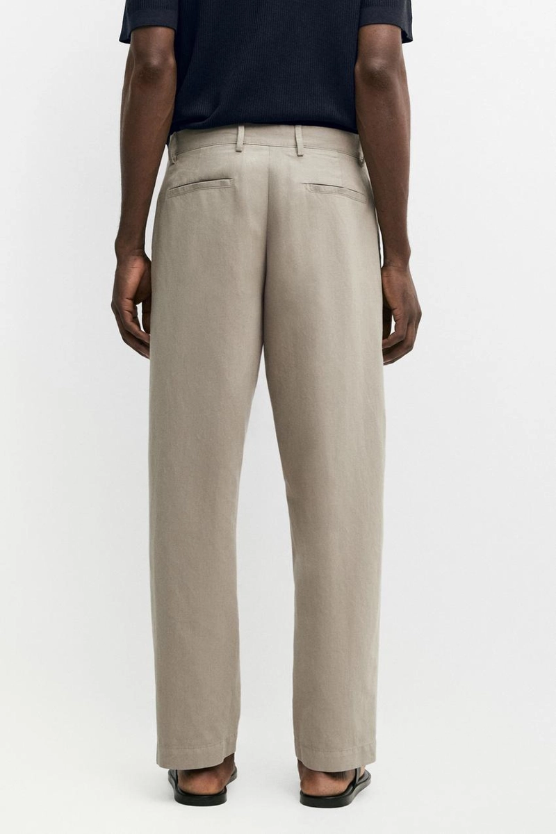 Прямые льняные и хлопковые брюки с линией вытачки
