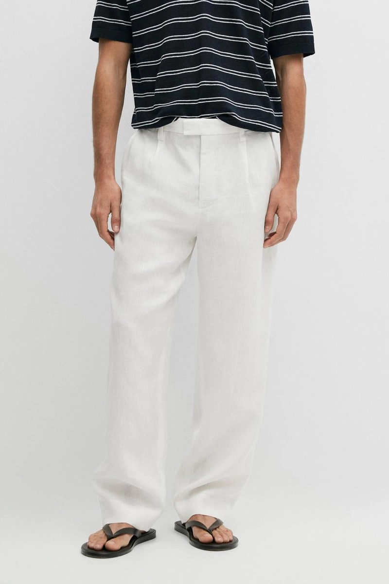 Брюки из 100% льна с защипами