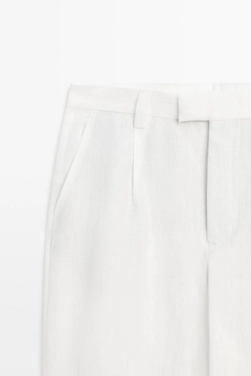 Брюки из 100% льна с защипами