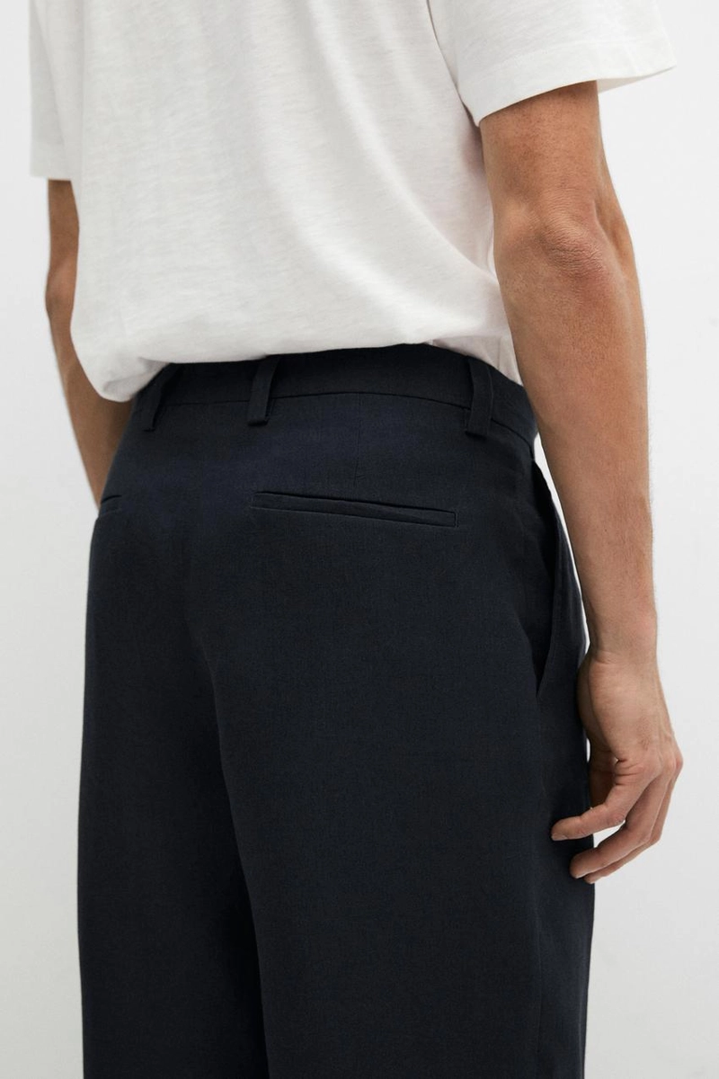 Брюки из 100% льна с вытачками