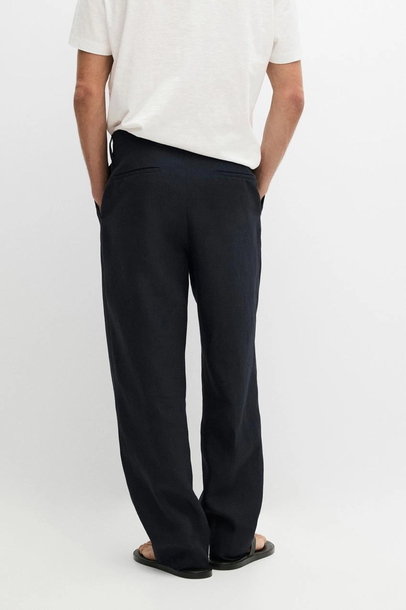 Брюки из 100% льна с вытачками