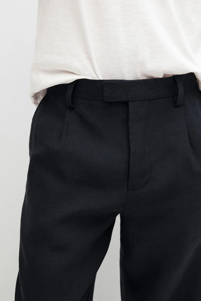 Брюки из 100% льна с вытачками