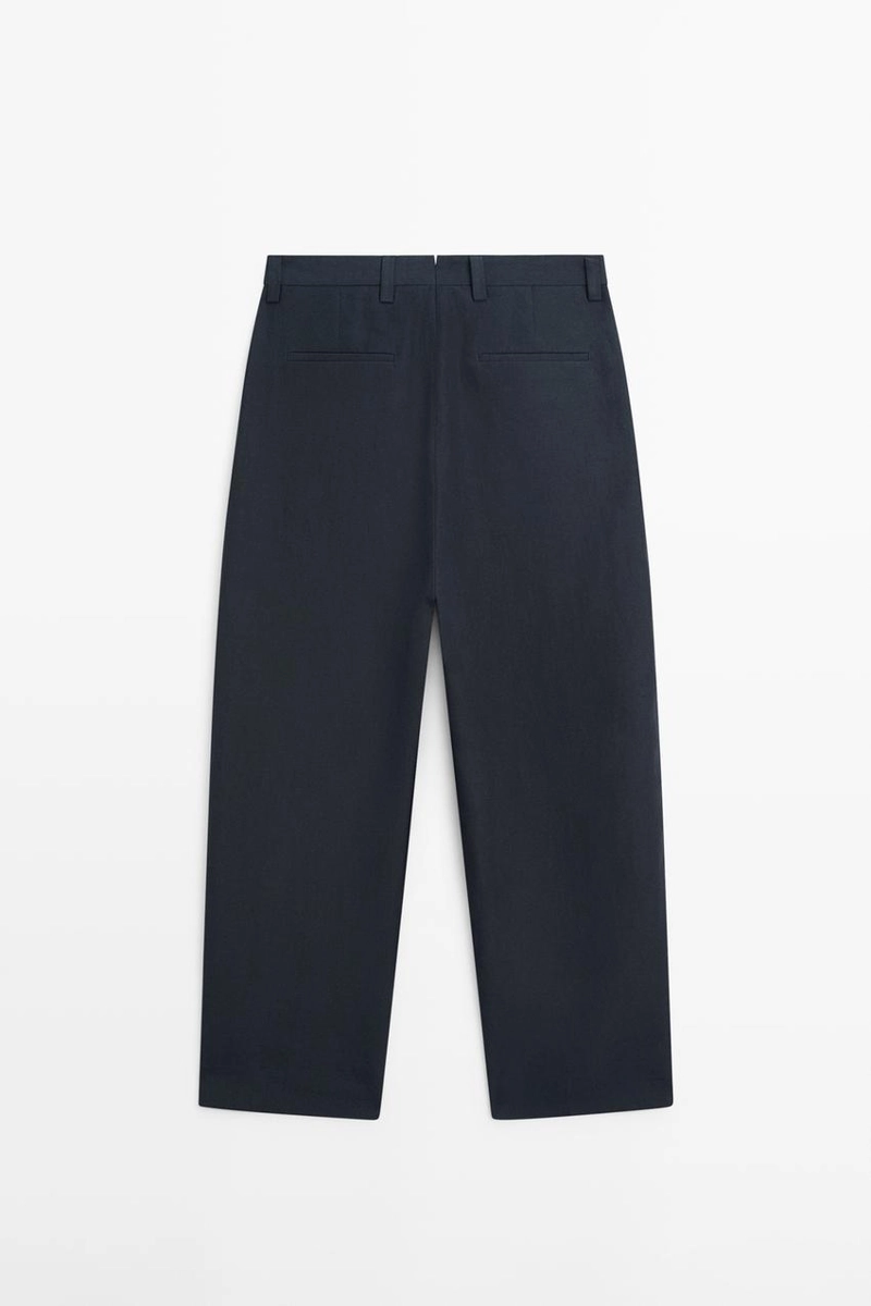 Брюки из 100% льна с вытачками