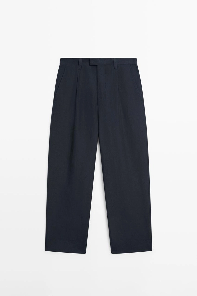 Брюки из 100% льна с вытачками