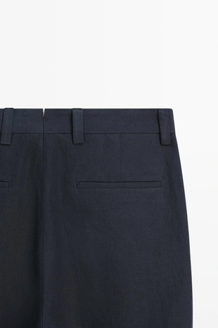 Брюки из 100% льна с вытачками- Заказать в России