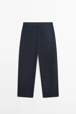 Брюки из 100% льна с вытачками- Заказать в России