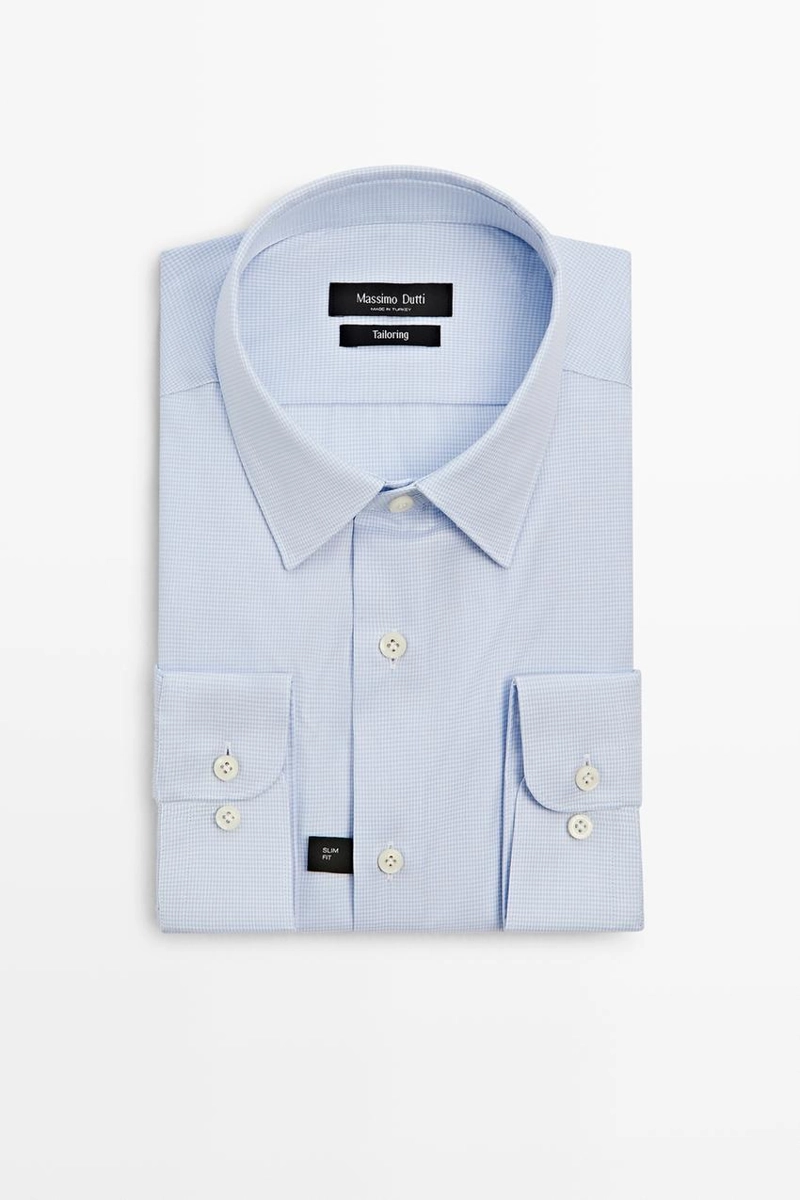 Рубашка slim fit в клетку с тонким рисунком