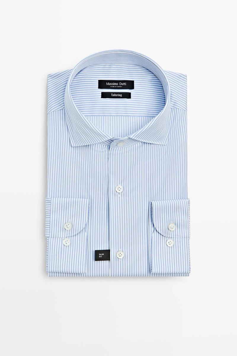 Рубашка slim fit полосатая с зауженным кроем