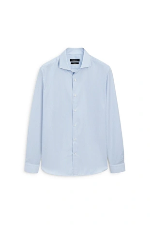 Рубашка slim fit полосатая с зауженным кроем- Заказать в России