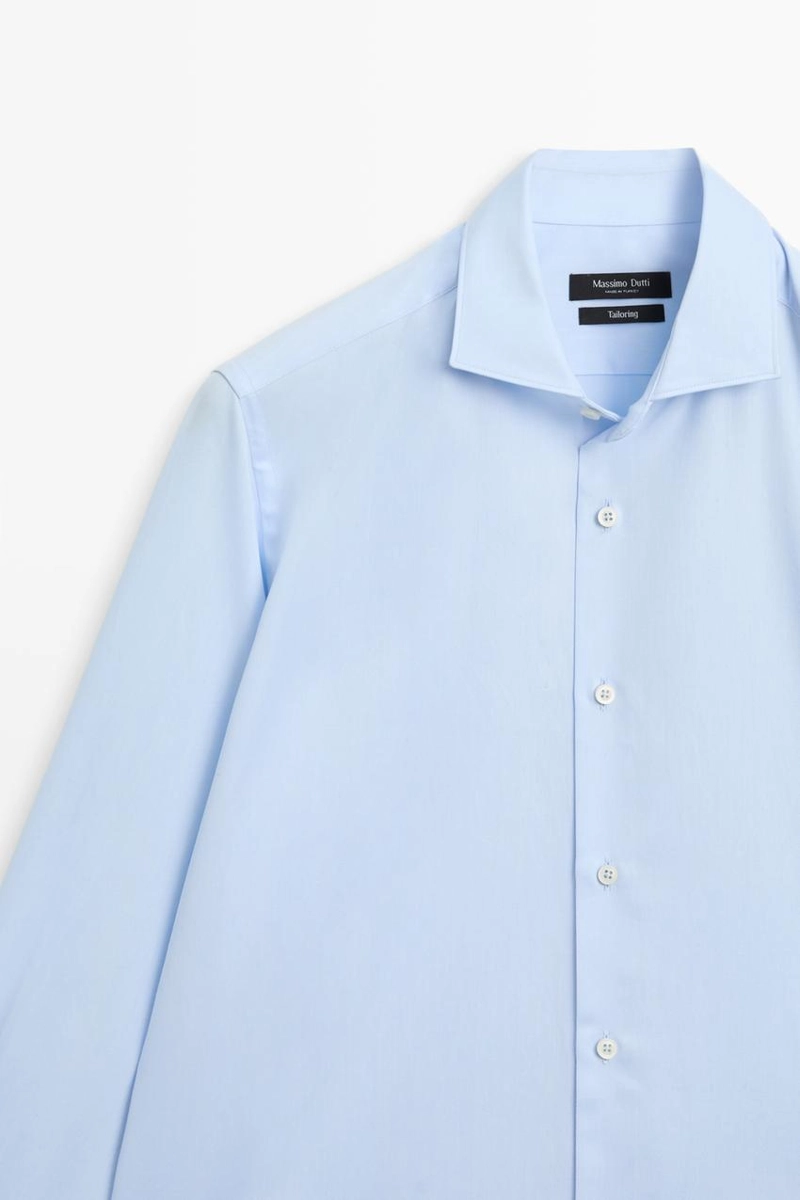 Рубашка slim fit из 100% хлопка с двойными манжетами