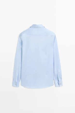 Рубашка slim fit из 100% хлопка с двойными манжетами- Заказать в России