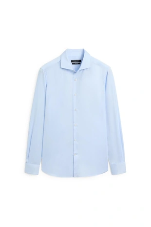 Рубашка slim fit из 100% хлопка с двойными манжетами- Заказать в России