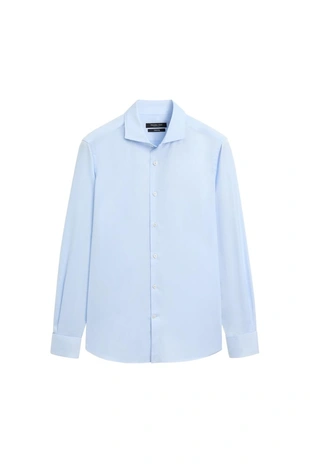 Рубашка slim fit из 100% хлопка с двойными манжетами- Заказать в России