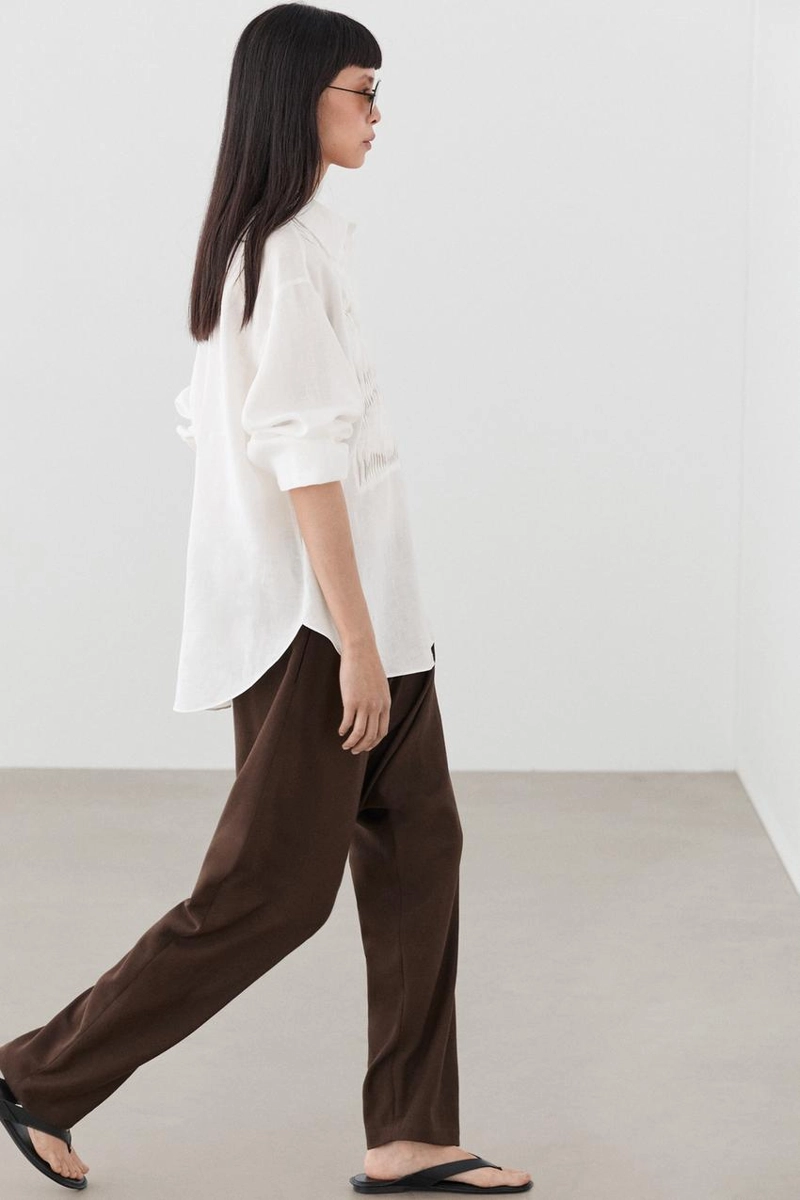 Рубашка из 100% льна с деталями биба