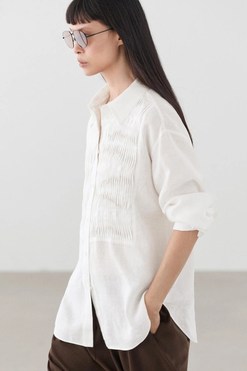 Рубашка из 100% льна с деталями биба