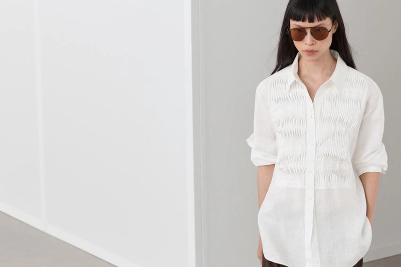 Рубашка из 100% льна с деталями биба