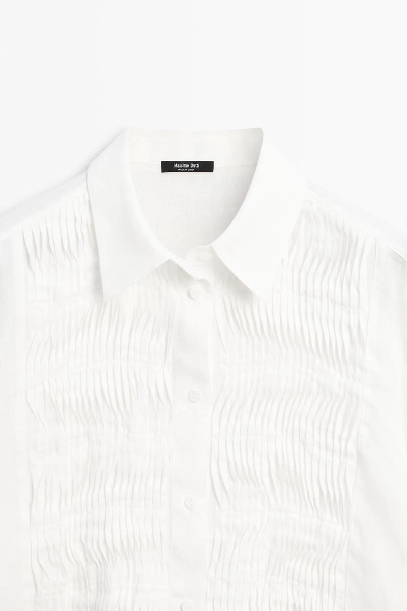 Рубашка из 100% льна с деталями биба