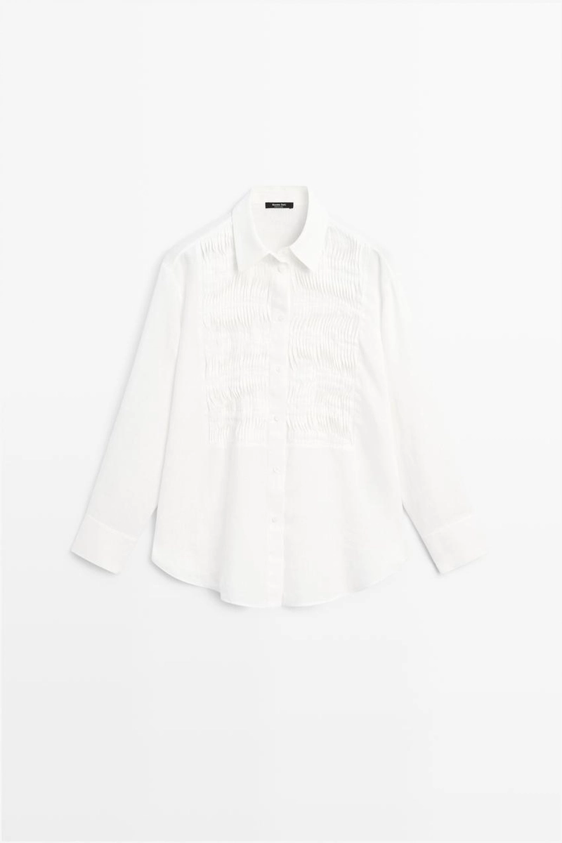 Рубашка из 100% льна с деталями биба