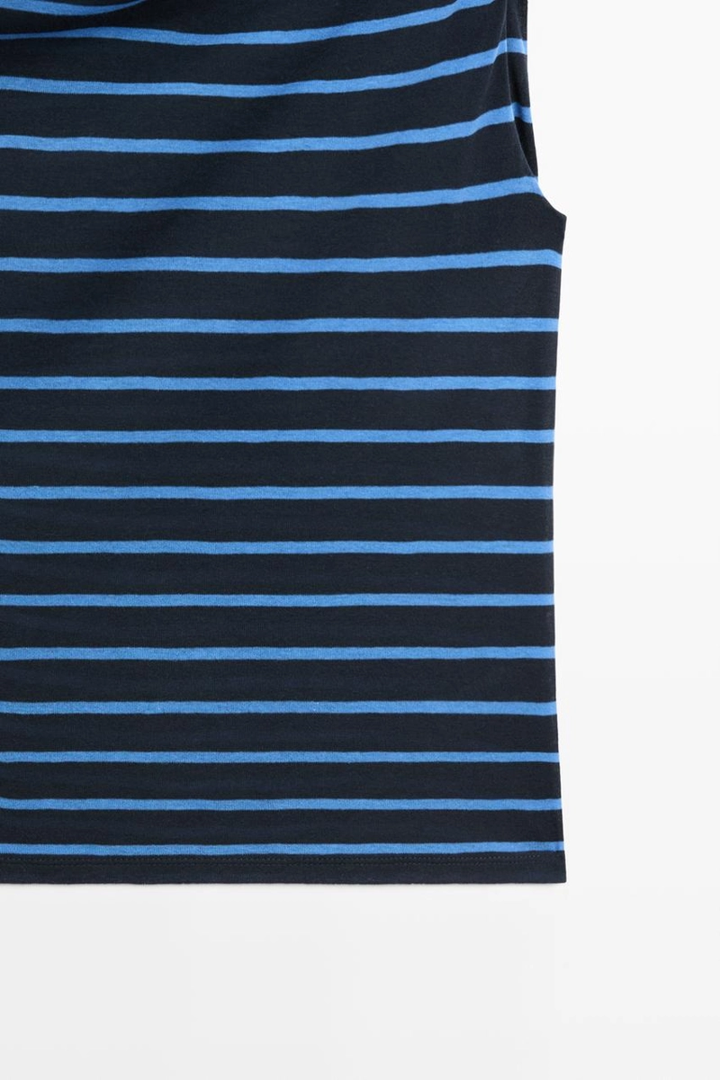 Майка из хлопка в полоску с драпировкой