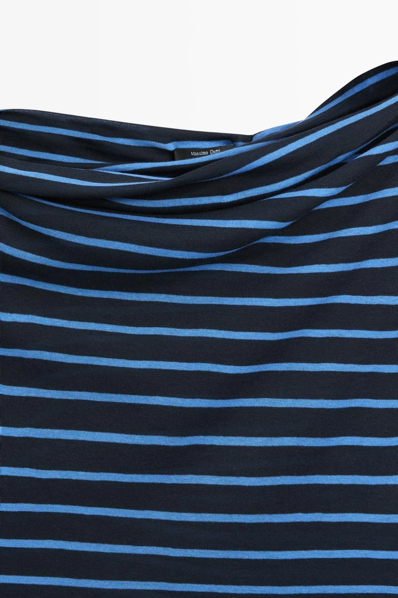 Майка из хлопка в полоску с драпировкой