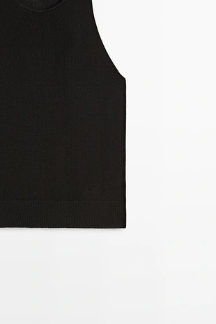 Вязаный топ с открытыми плечами на завязках- Заказать в России