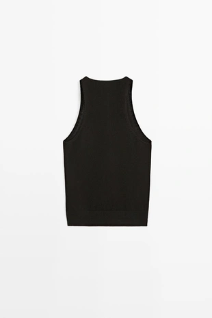 Вязаный топ с открытыми плечами на завязках- Заказать в России