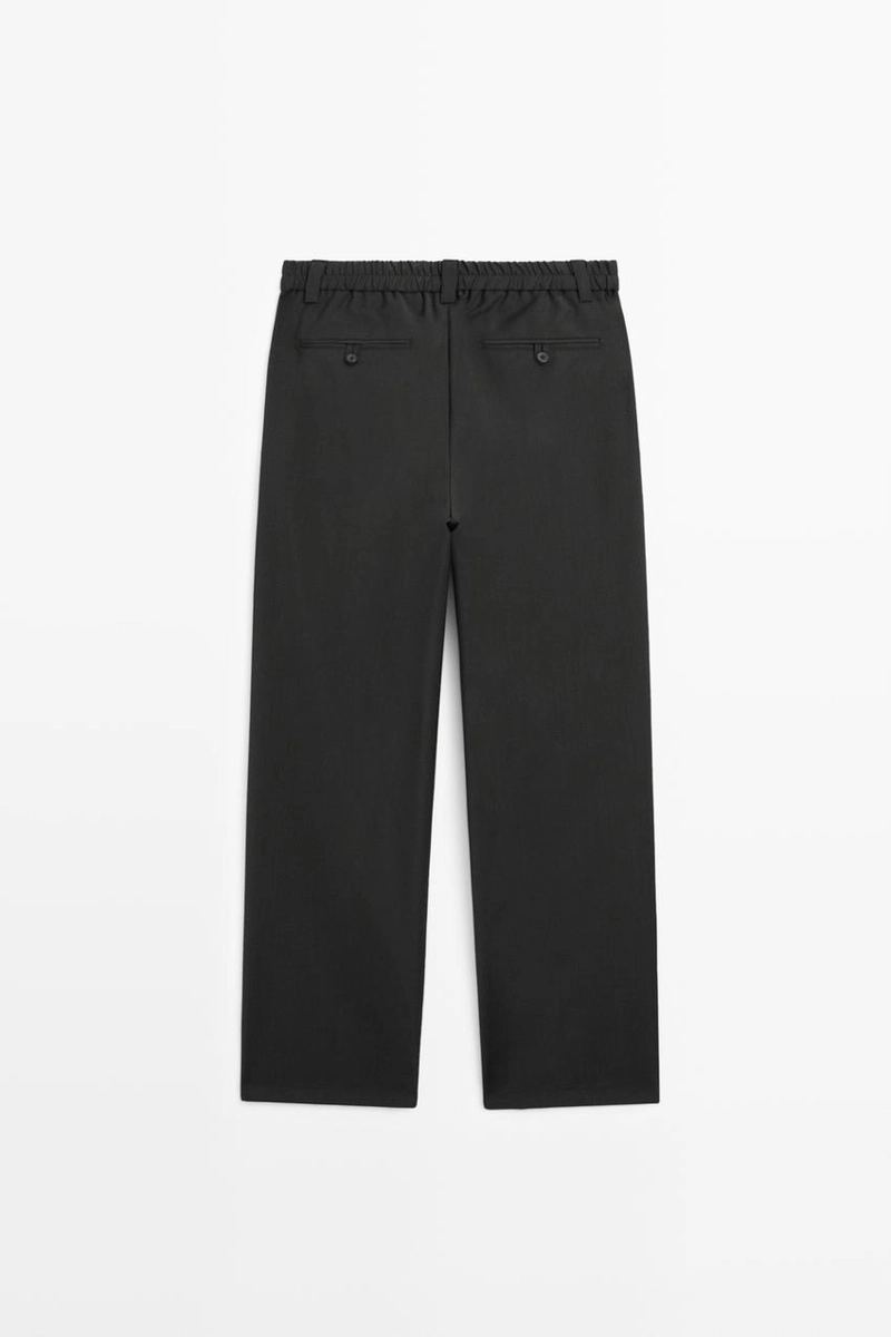 Брюки свободного кроя из шерсти с ластиком