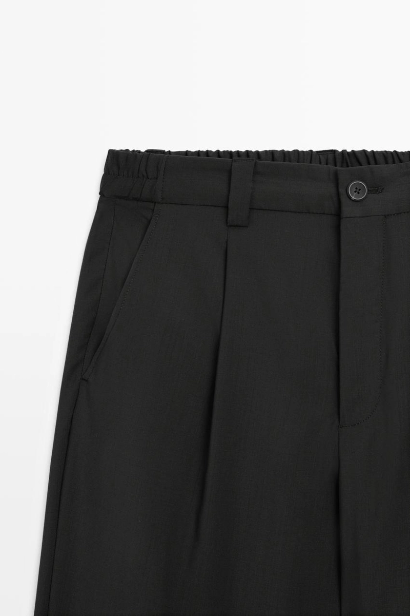 Брюки свободного кроя из шерсти с ластиком