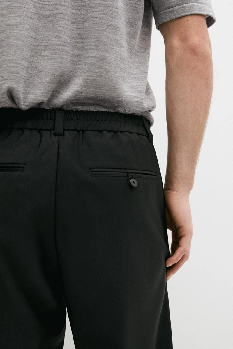 Брюки свободного кроя из шерсти с ластиком