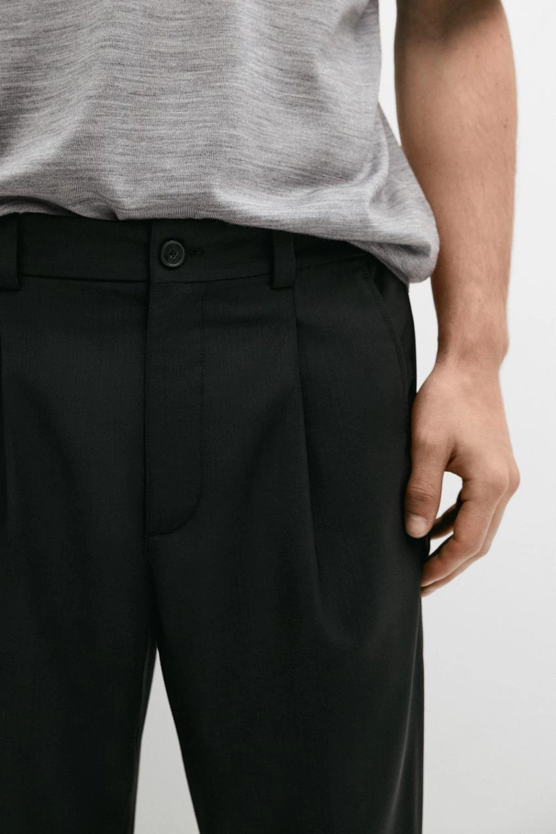 Брюки свободного кроя из шерсти с ластиком